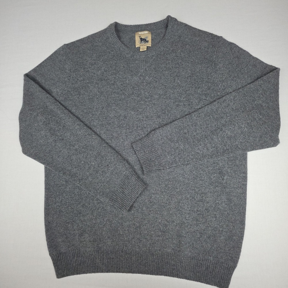 Refectory Crewneck Sweater Mens XL Gray Lambswool Blend British Inspired Knit